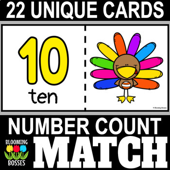Preview of Thanksgiving Turkey Number Match Counting Cards