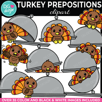 Preview of Thanksgiving Turkey Preposition Clipart | Fall ELA Clipart | Speech Clipart