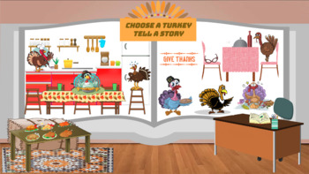 Preview of Thanksgiving Turkey Stories Virtual Classroom Background