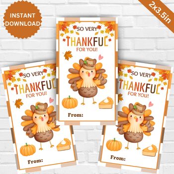 Preview of Thanksgiving Turkey Tags So Very Thankful for You Gift Tags Thanksgiving Gift