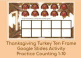 Thanksgiving Turkey Tens Frame Google Slides Activity 1-10