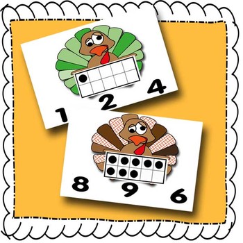 Preview of Thanksgiving Turkey Trouble:  Number Recognition 1-10 with 10 frames and dice