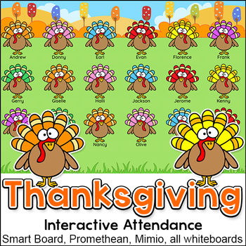Preview of Thanksgiving Turkeys Interactive Attendance w/ Lunch Choices - November Activity