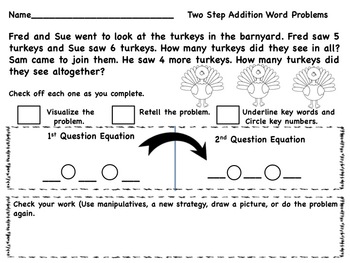 Preview of Thanksgiving Two Part or Multi-Step Word Problems