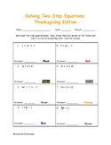 Thanksgiving Two Step Equations Color by Numbers