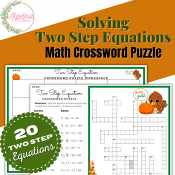 Preview of Thanksgiving Two Step Equations // Math Crossword Puzzle