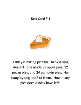 Preview of Thanksgiving Two- Step Problem Task Cards