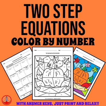 Preview of Thanksgiving Two-step Equations Color by Number 6th 7th 8th Grades
