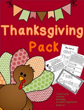 Preview of Thanksgiving Pack: Task Cards, Journal, Comprehension, Graphic Organizers