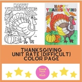 Thanksgiving Unit Rate (difficult) Color Page