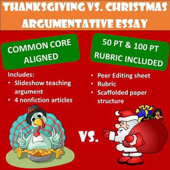 Preview of Christmas Activity for High School: Thanksgiving vs Christmas Argument Essay