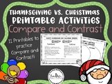 Thanksgiving VS Christmas: Compare and Contrast Printable 
