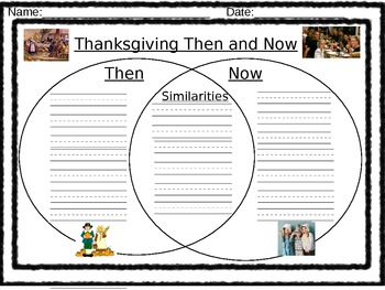 Preview of Thanksgiving Venn-Diagram "Then and Now" 2