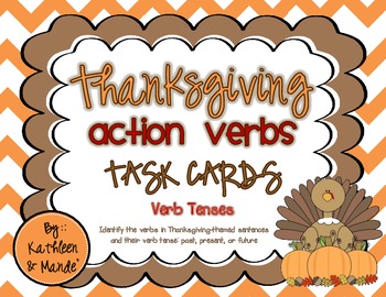 Preview of Thanksgiving Verb Tenses: Task Cards & Posters