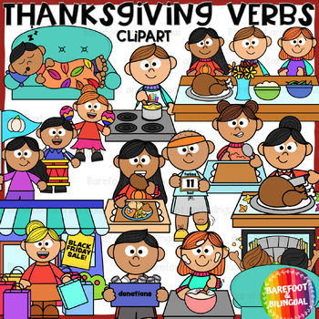 Preview of Thanksgiving Verbs Clipart | Grammar Thanksgiving Clipart