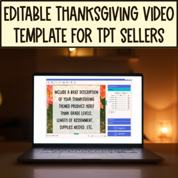 Preview of Thanksgiving Video Product Preview Template For TPT Sellers