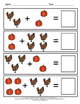 thanksgiving visual addition worksheets by sassy crafty sped tpt