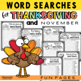 Thanksgiving Vocabulary 5 Word Search Activities
