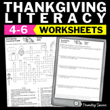 ELA Thanksgiving Word Search Crossword Puzzle Worksheets M