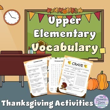 Preview of Thanksgiving Upper Elementary Tier 2 Vocabulary Activity Worksheets