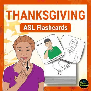 Preview of Thanksgiving Vocabulary Bilingual Picture Flashcards American Sign Language
