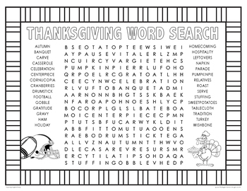 Thanksgiving Word Search and Bingo by The Brighter Rewriter | TpT