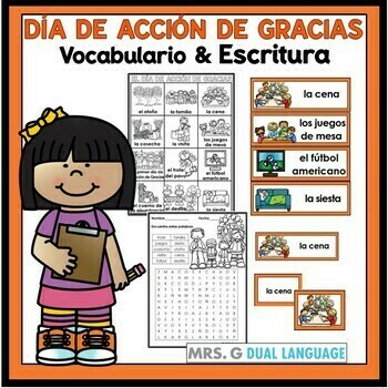 Preview of Thanksgiving  Spanish  Vocabulary  Activities  Día de Acción de Gracias