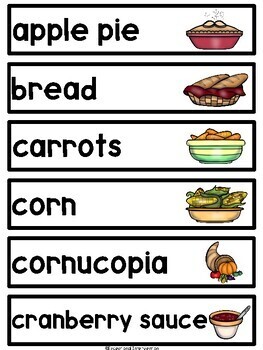 Thanksgiving Word Wall with File Folder Activities
