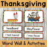 Thanksgiving Vocabulary - Word Wall Words, Flashcards and 