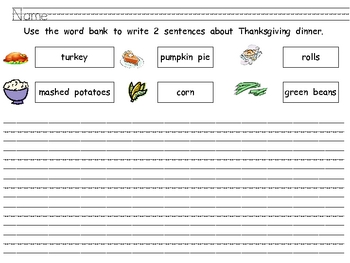 Thanksgiving Vocabulary for Kindergarten- Reading and Writing | TpT