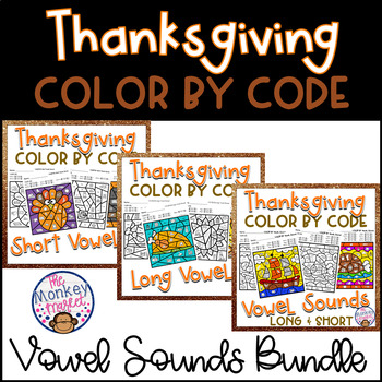 Preview of Thanksgiving Phonics Color by Code Worksheets