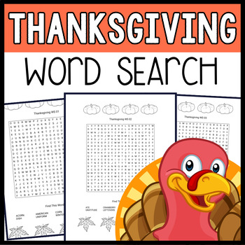 Thanksgiving WORD SEARCH Worksheets Activity - Vocabulary | TPT