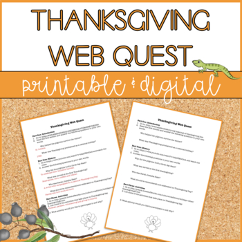Preview of Thanksgiving | Web Quest | Distance Learning