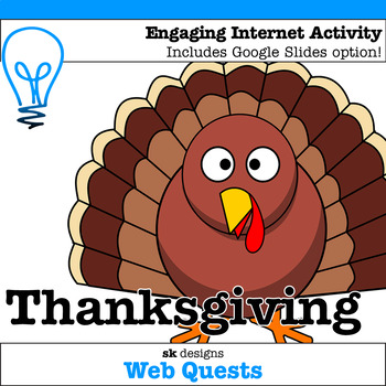 Preview of Thanksgiving WebQuest Engaging Internet Activity Compatible with Google Slides™