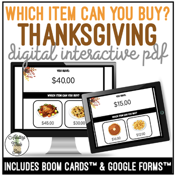 Preview of Thanksgiving Which Item Can I Buy Digital Interactive Activity