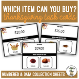 Thanksgiving Which Item Can I Buy? Task Cards