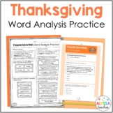 Thanksgiving Word Analysis Worksheets (SOL 4.4) Print and Digital