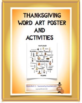 Preview of Thanksgiving Word Art Poster and Activities