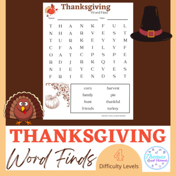 Preview of Thanksgiving Word Finds