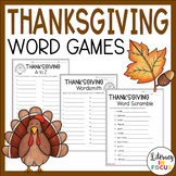Thanksgiving Activities | Word Games | Free