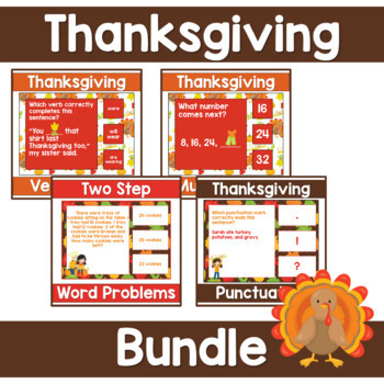 Preview of Thanksgiving Word Problem | 2 Step Thanksgiving Word Problems Bundle | 3rd Grade