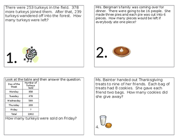 Preview of Thanksgiving Word Problems