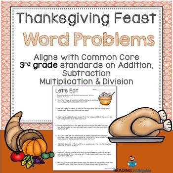 Preview of Thanksgiving Word Problems: 3rd Grade