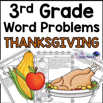 Preview of Thanksgiving Word Problems Math Practice 3rd Grade Common Core