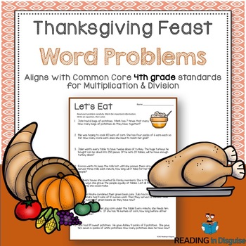 Preview of Thanksgiving Word Problems: 4th Grade