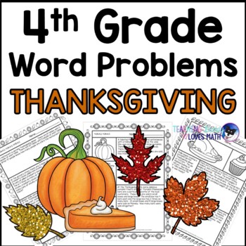 Preview of Thanksgiving Word Problems Math Practice 4th Grade Common Core