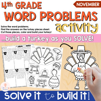 Preview of Thanksgiving Word Problems 4th grade - Thanksgiving Math Craft