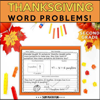 Preview of Thanksgiving Word Problems - Addition and Subtraction-2nd Grade Differentiated