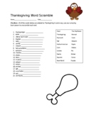 Thanksgiving Word Scramble- In-Person and Online Worksheet