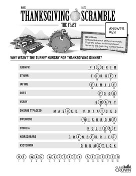 Thanksgiving Word Scramble Puzzle - The Feast by ...